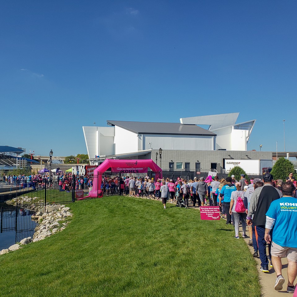 The Milwaukee community crossing the finish line for the More Than Pink walk!